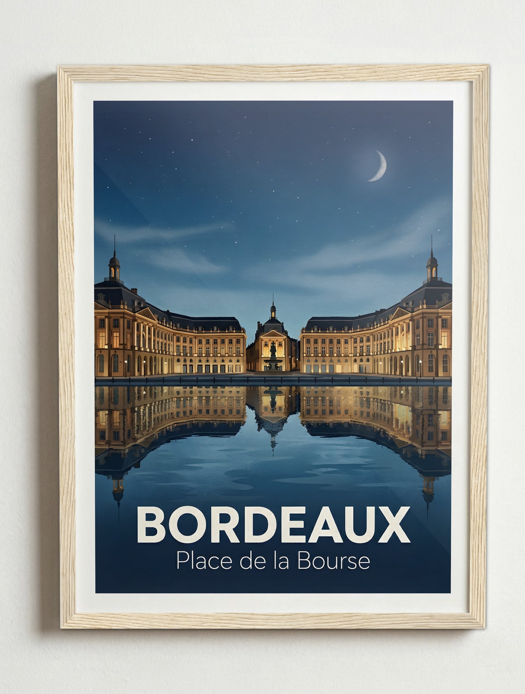 Affiche de Bordeaux - Place de la Bourse – Cadre bois