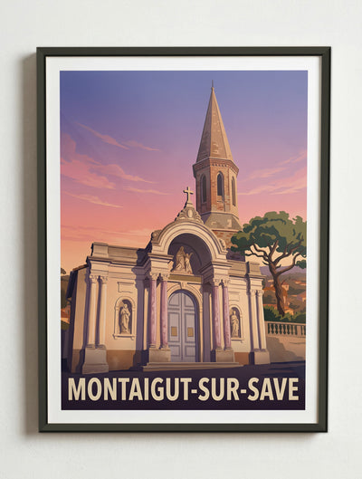 Affiche de Montaigut-sur-Save, France - – Cadre métal