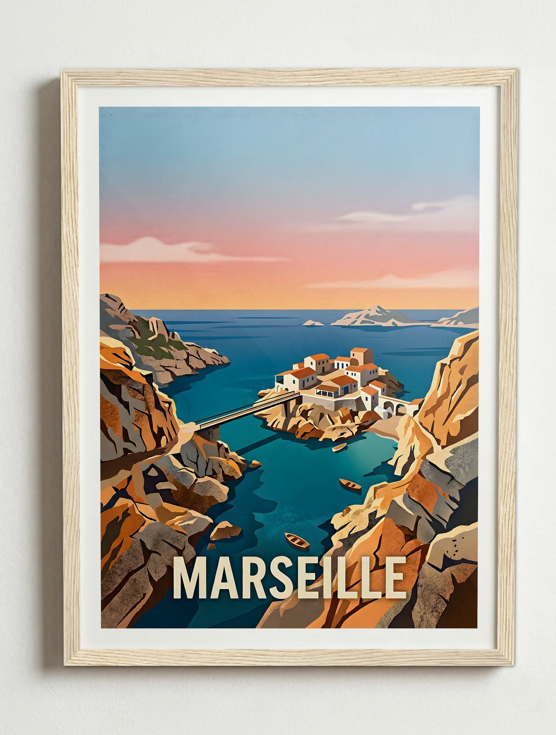 Affiche de Marseille - Baie des Singes – Cadre bois