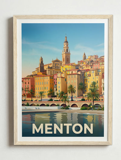 Affiche de Menton – Cadre bois