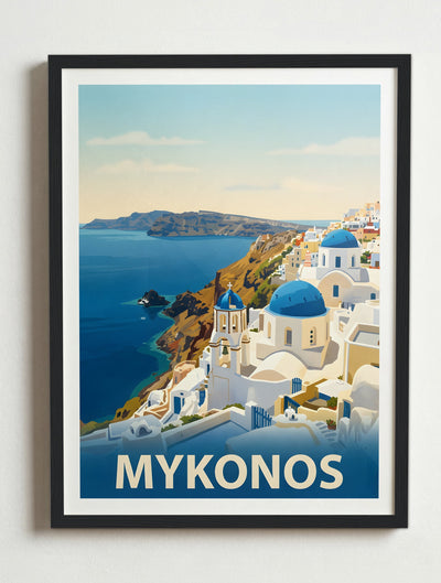Affiche de Mykonos – Cadre noir