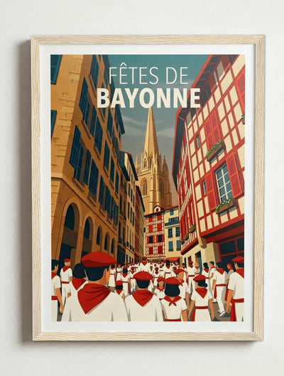 Affiche de Bayonne – Cadre bois