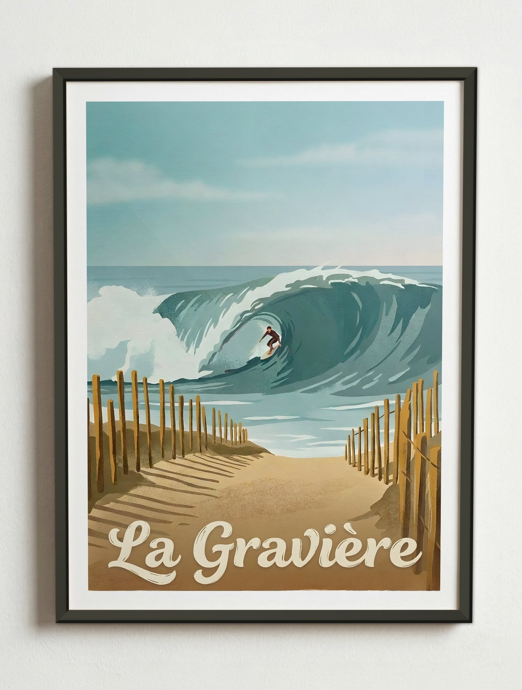 Affiche de Hossegor - La gravière – Cadre métal