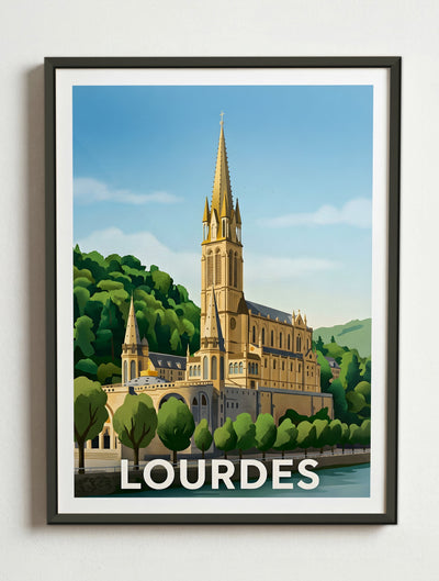 Affiche de Lourdes – Cadre métal