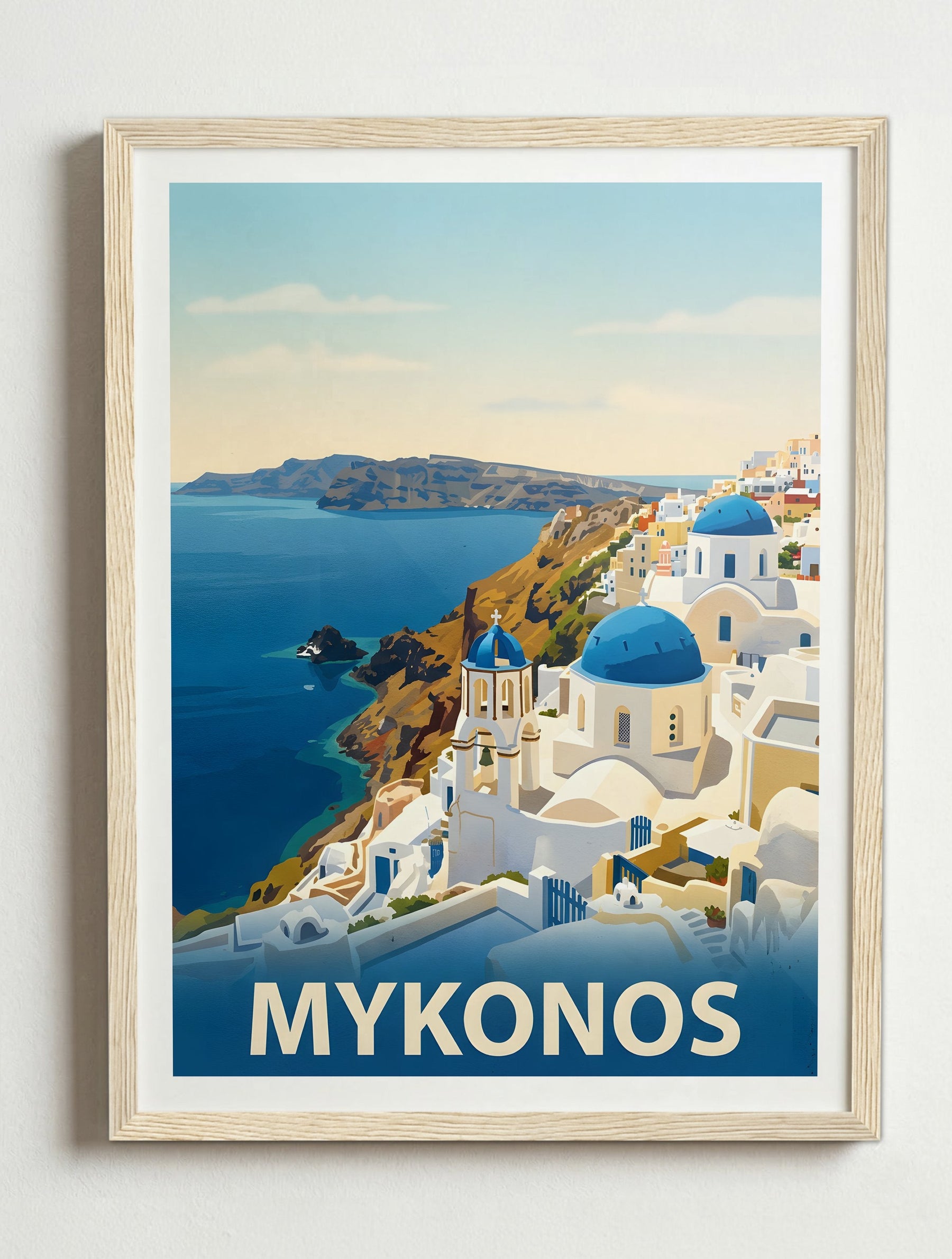 Affiche de Mykonos – Cadre bois