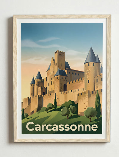Affiche de Carcassonne - Cité de Carcassonne – Cadre bois