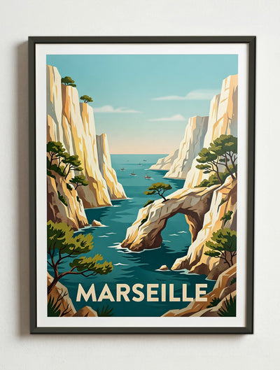 Affiche de Marseille - Parc national des Calanques – Cadre métal