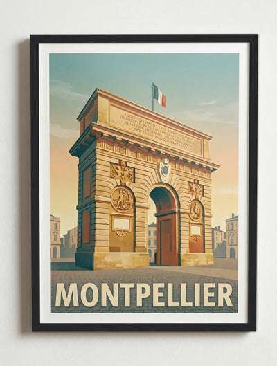 Affiche de Montpellier - Arc de Triomphe – Cadre noir