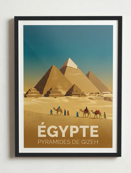 Affiche de Égypte - Pyramides de Gizeh – Cadre noir