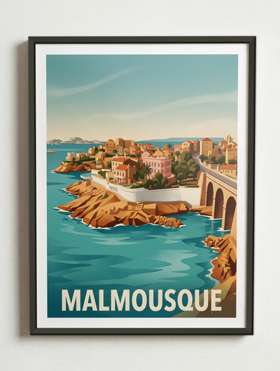Affiche de Marseille - Malmousque – Cadre métal
