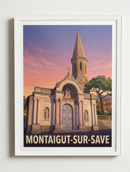 Affiche de Montaigut-sur-Save, France - – Cadre blanc