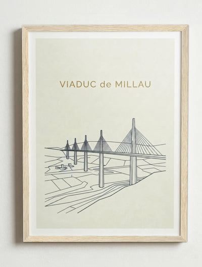 Affiche de Millau – Cadre bois