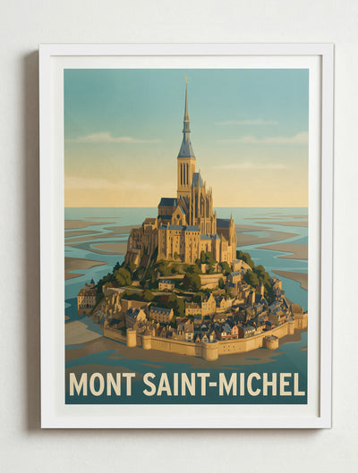 Affiche du Mont Saint-Michel – Cadre blanc