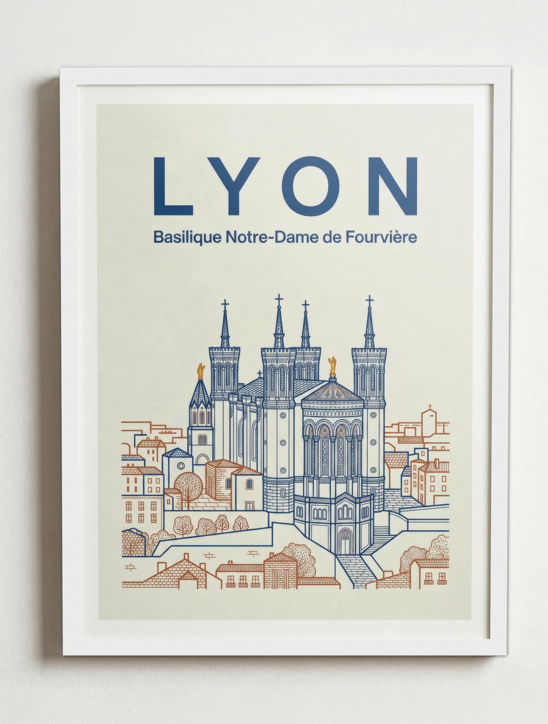 Affiche de Lyon – Cadre blanc