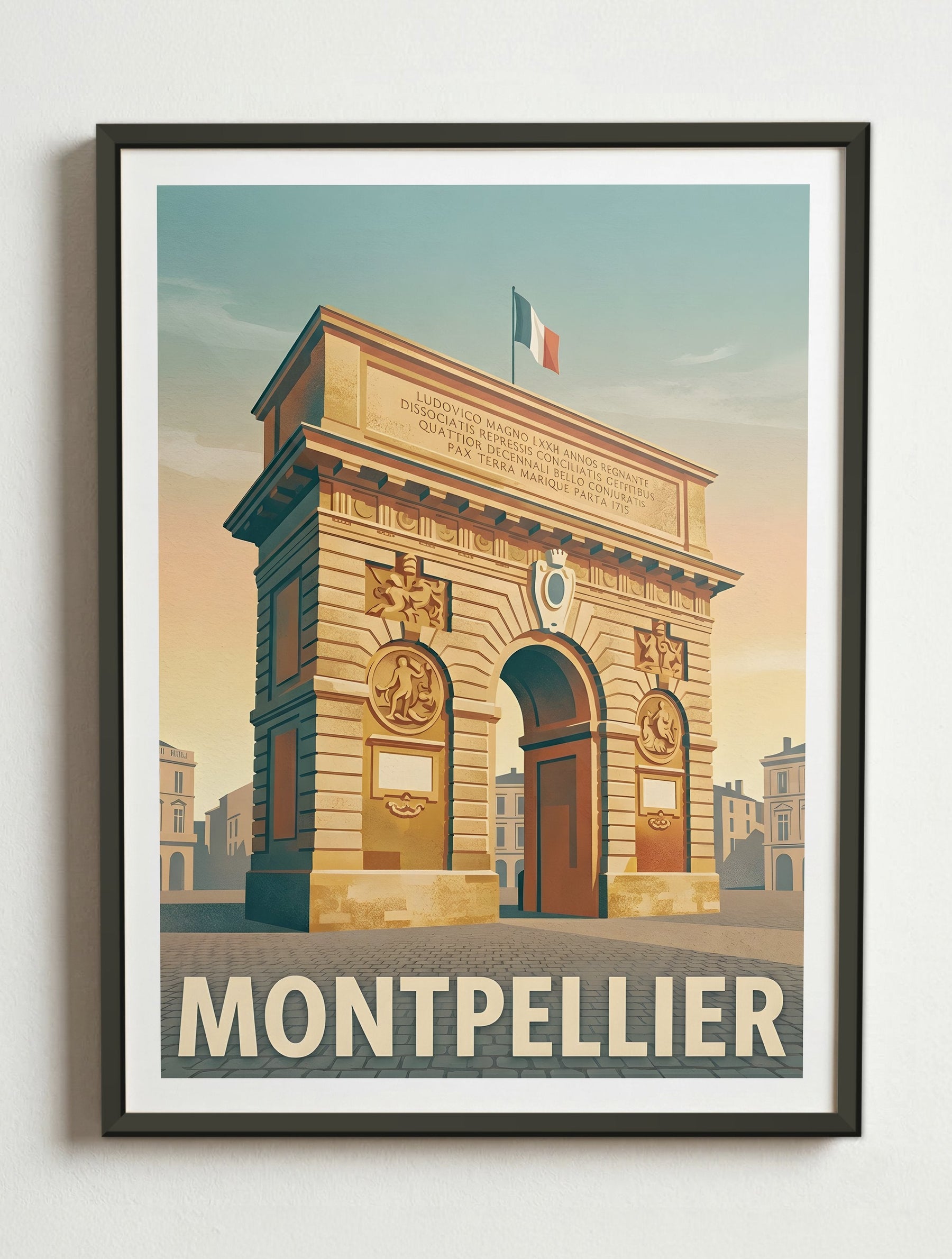 Affiche de Montpellier - Arc de Triomphe – Cadre métal