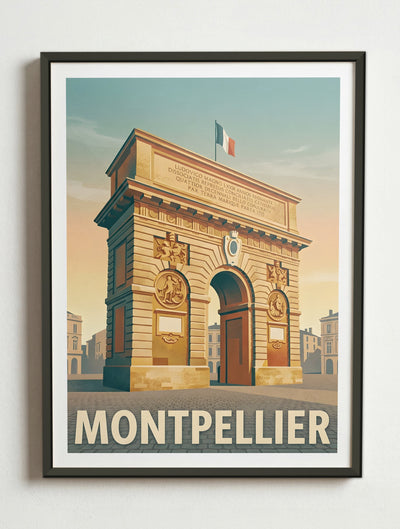 Affiche de Montpellier - Arc de Triomphe – Cadre métal
