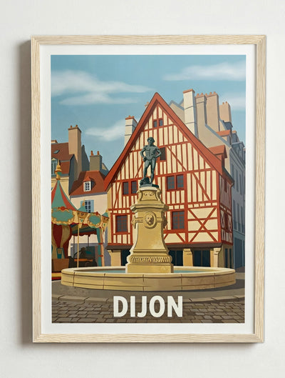 Affiche de Dijon – Cadre bois