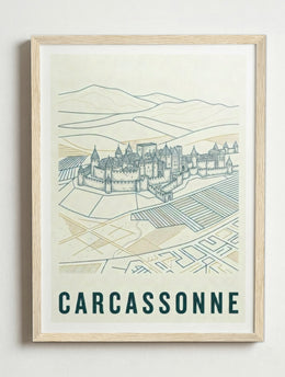 Affiche de Carcassonne – Cadre bois