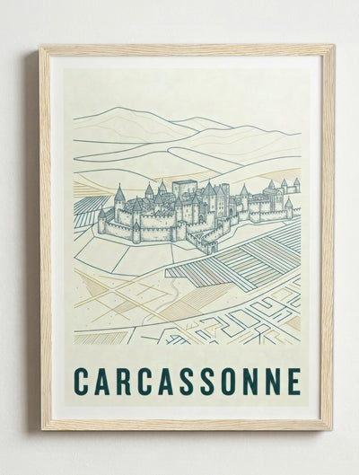 Affiche de Carcassonne – Cadre bois