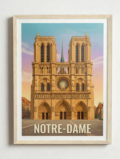 Affiche de Paris - Cathédrale Notre-Dame de Paris – Cadre bois