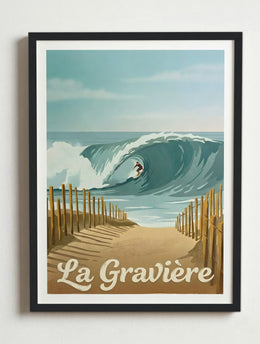 Affiche de Hossegor - La gravière – Cadre noir