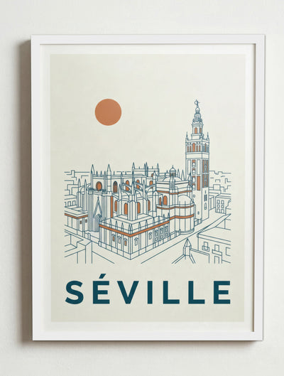 Affiche de Séville – Cadre blanc