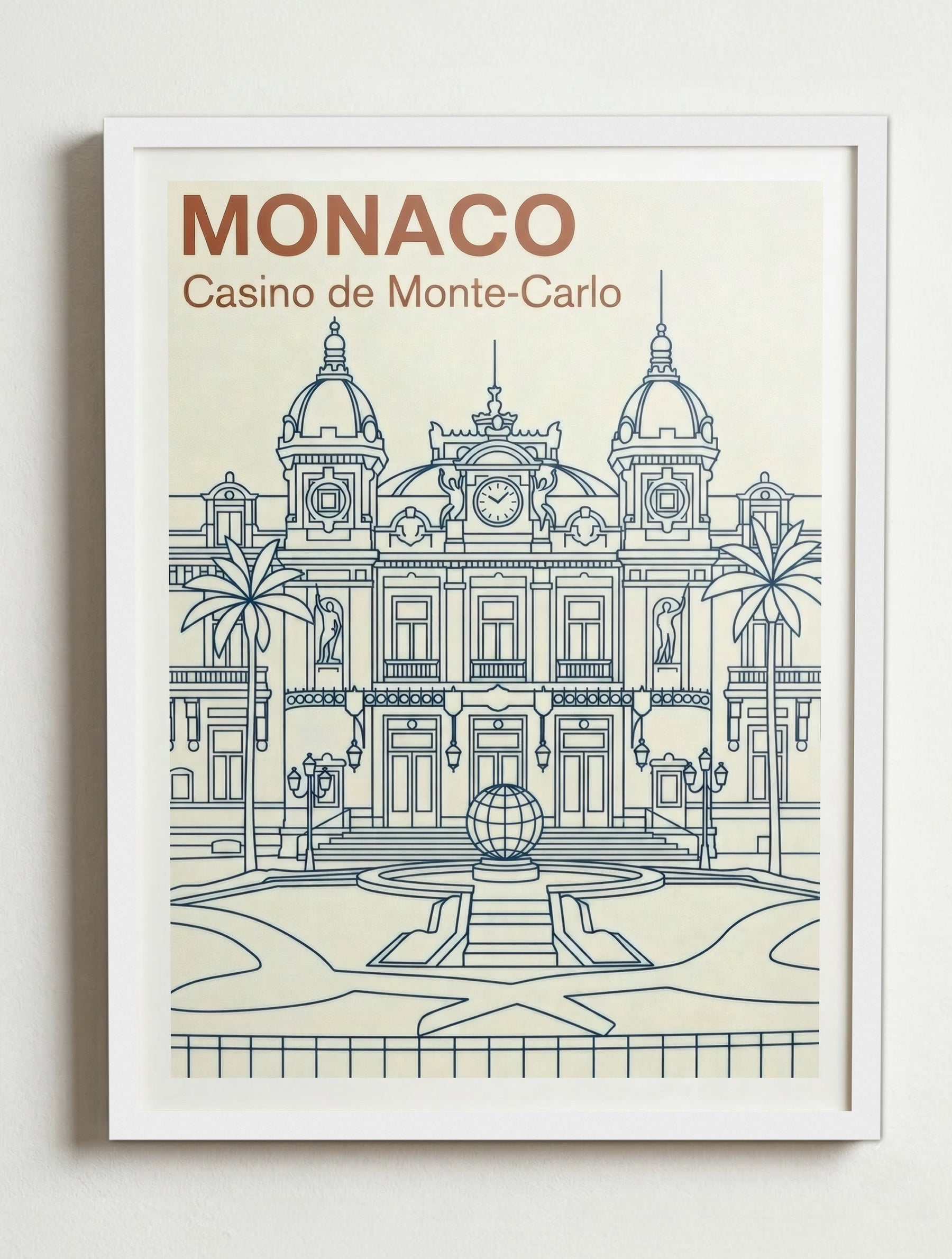Affiche de Monaco-Ville – Cadre blanc