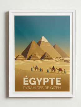 Affiche de Égypte - Pyramides de Gizeh – Cadre blanc