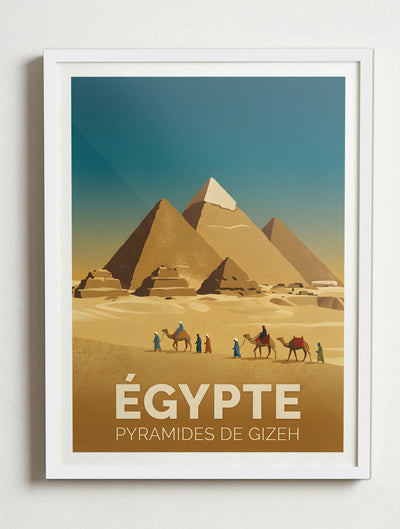 Affiche de Égypte - Pyramides de Gizeh – Cadre blanc