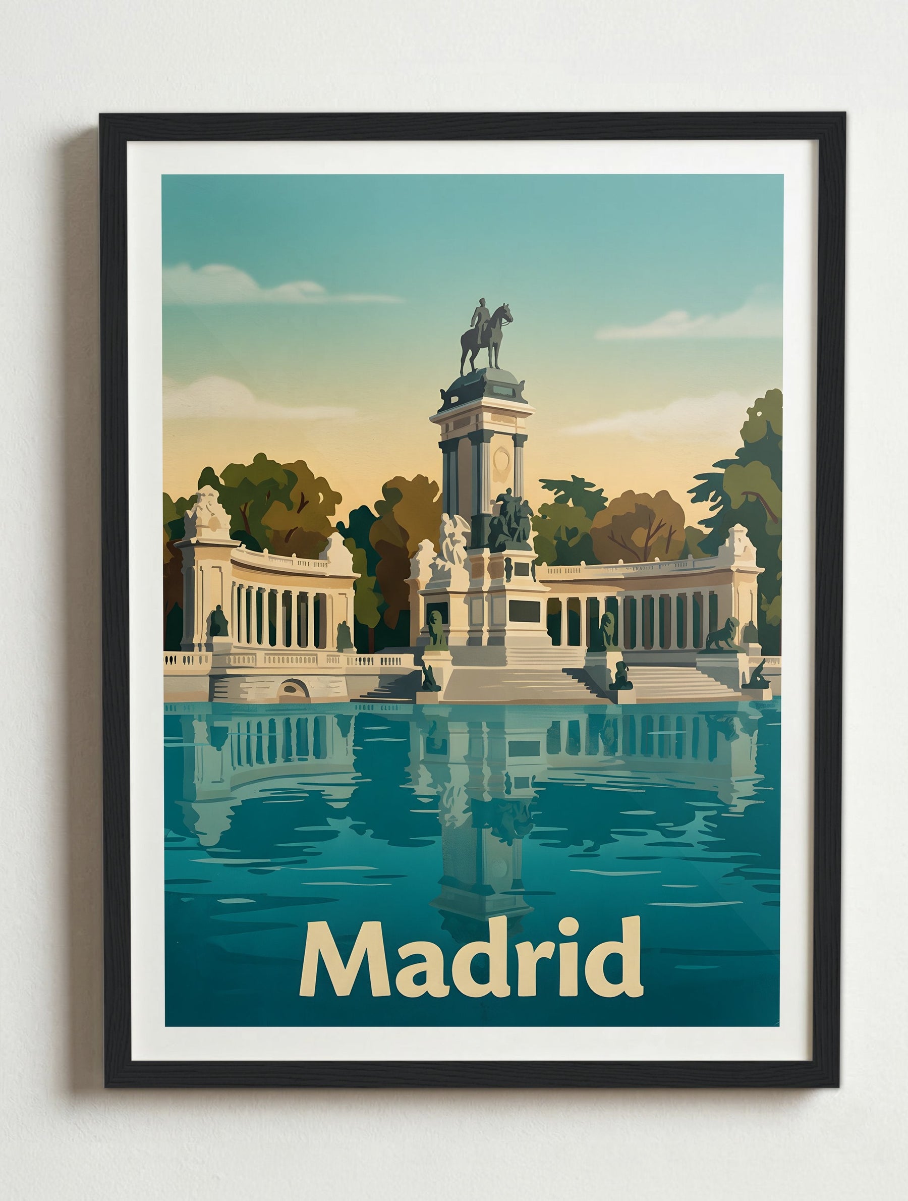 Affiche de Madrid - Parc du retiro – Cadre noir