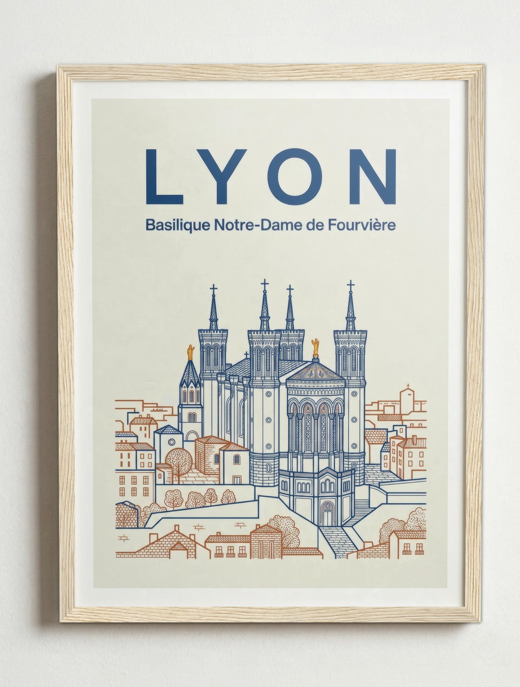 Affiche de Lyon – Cadre bois