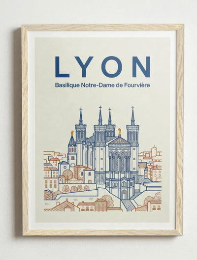 Affiche de Lyon – Cadre bois