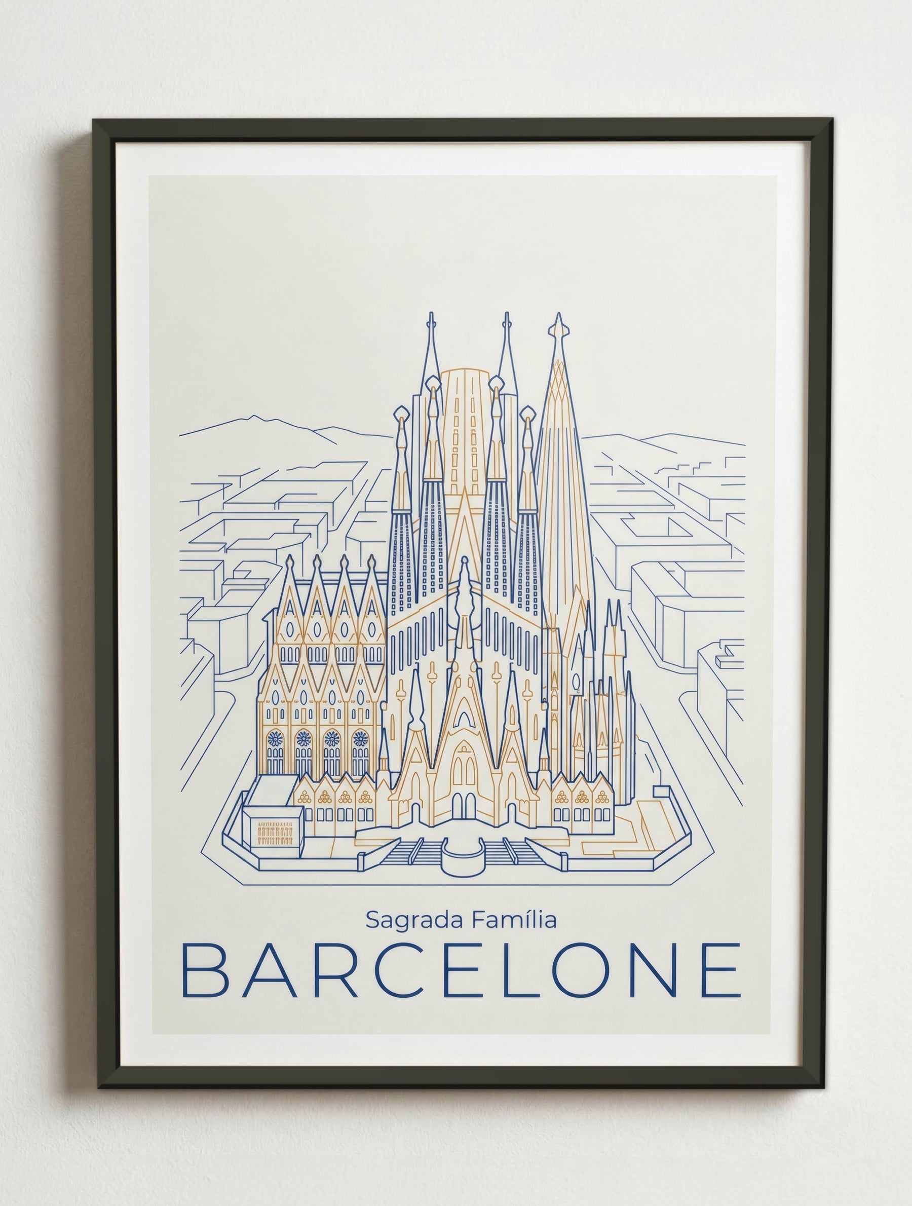 Affiche Barcelone – Cadre métal