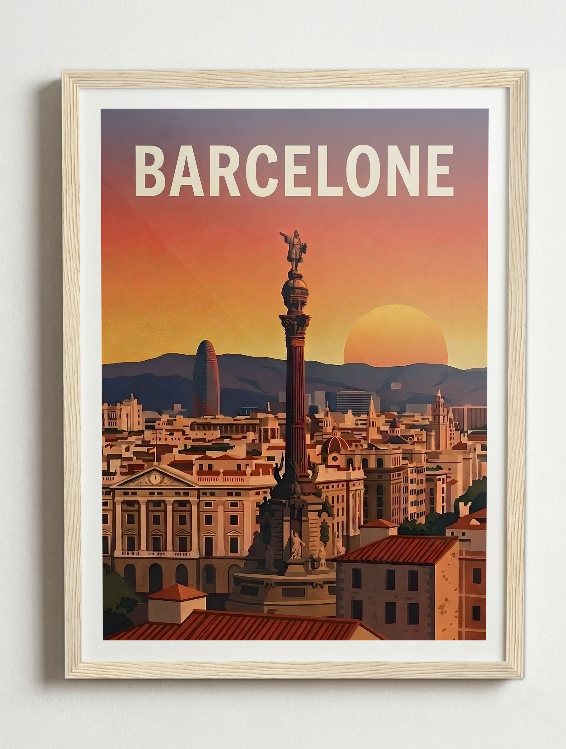 Affiche de Barcelona – Cadre bois