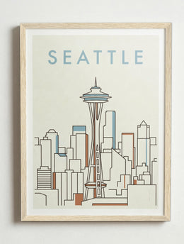 Affiche de Seattle – Cadre bois