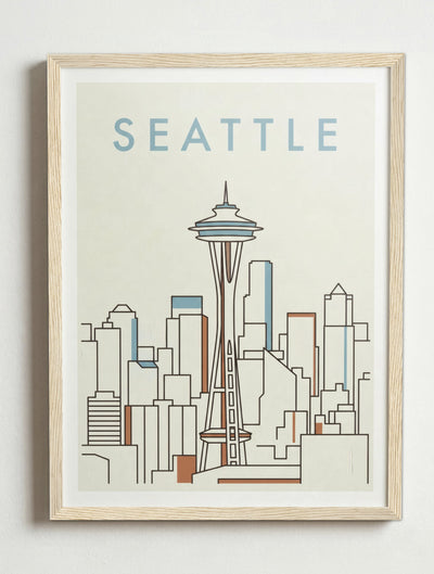 Affiche de Seattle – Cadre bois