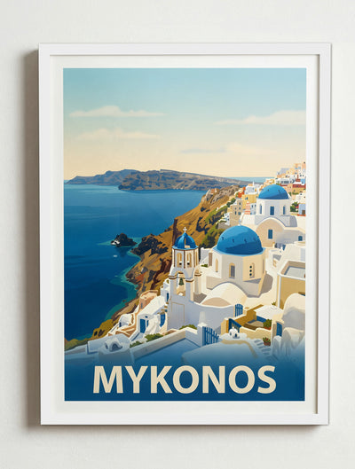 Affiche de Mykonos – Cadre blanc