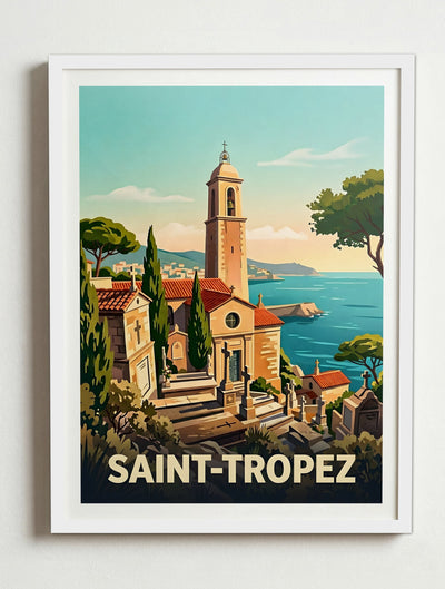 Affiche de Saint-Tropez – Cadre blanc