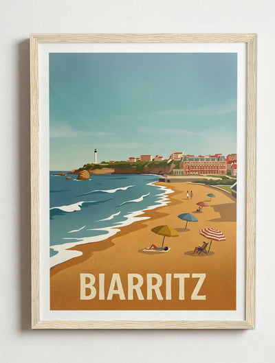 Affiche de Biarritz – Cadre bois