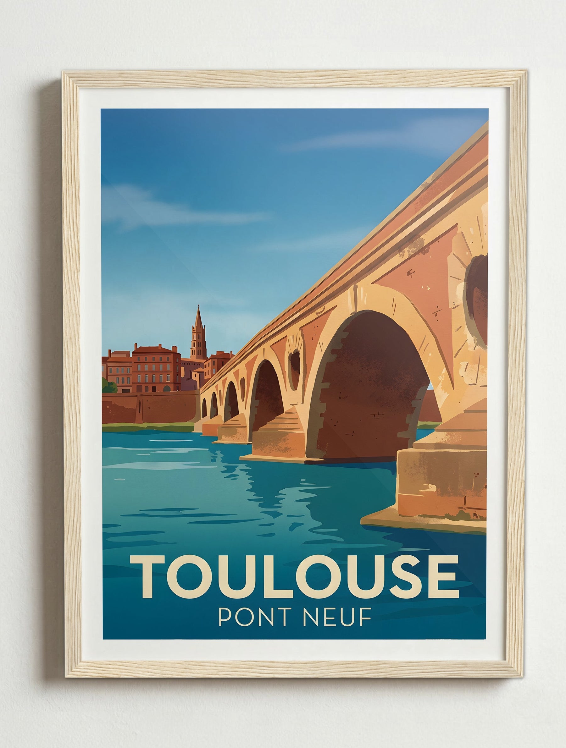 Affiche de Toulouse - Pont Neuf – Cadre bois