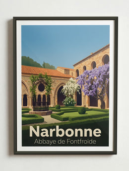Affiche de Narbonne - Abbaye de Fontfroide – Cadre métal