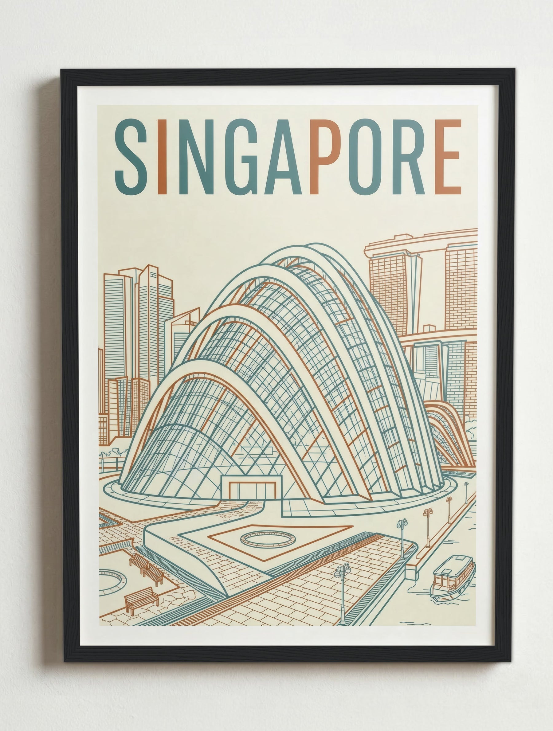 Affiche de Singapore – Cadre noir