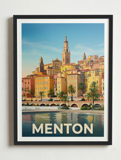Affiche de Menton – Cadre noir