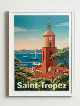 Affiche de Saint-Tropez – Cadre blanc