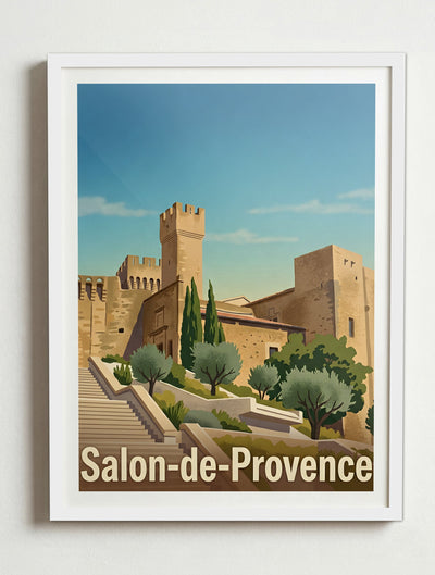 Affiche de Salon-de-Provence - Chateau de L'emperi – Cadre blanc