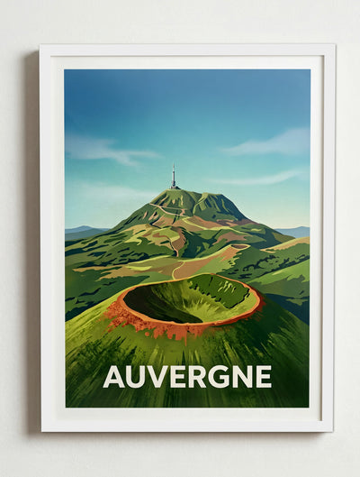 Affiche de Auvergne – Cadre blanc