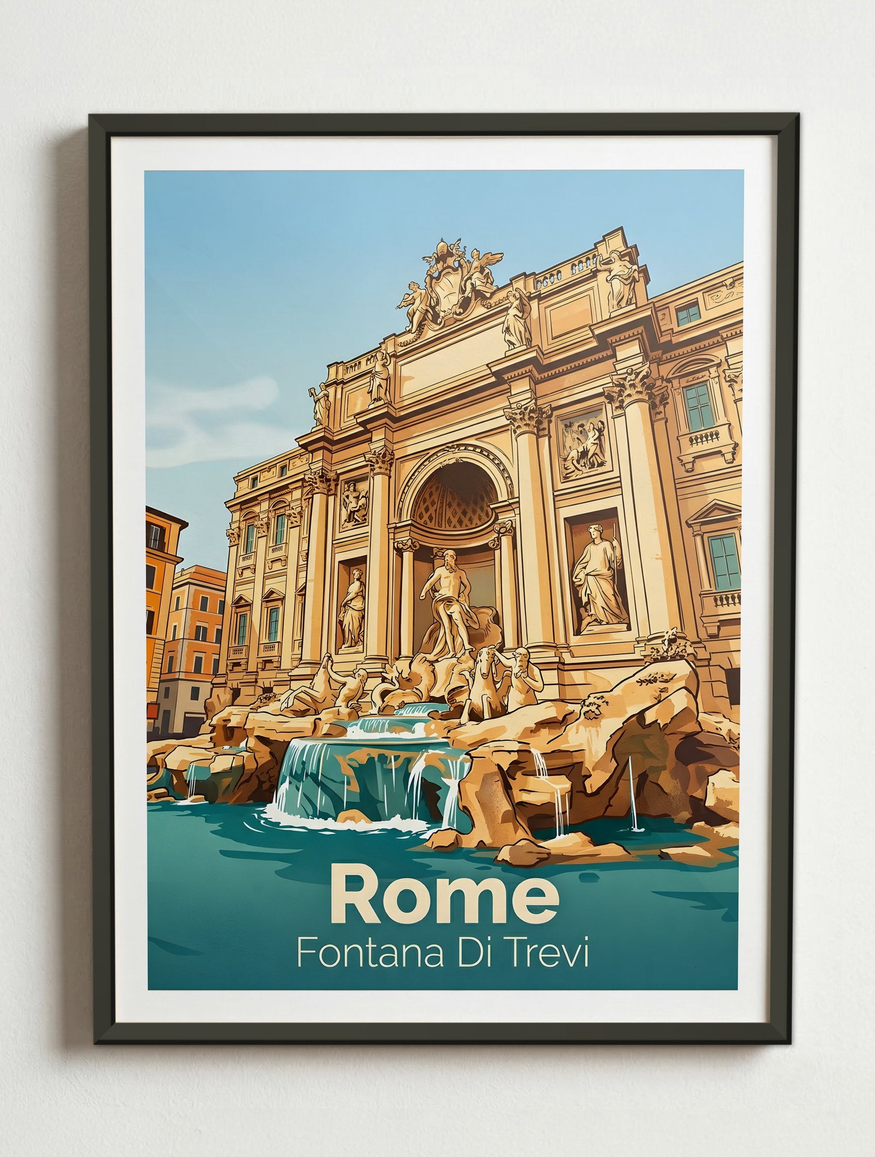 Affiche de Rome - Fontana Di Trevi – Cadre métal