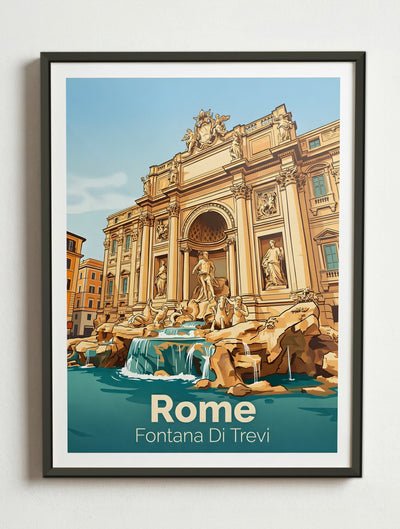 Affiche de Rome - Fontana Di Trevi – Cadre métal