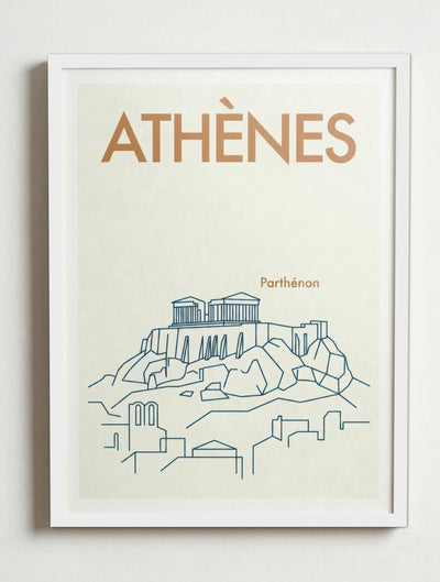 Affiche Athènes – Cadre blanc