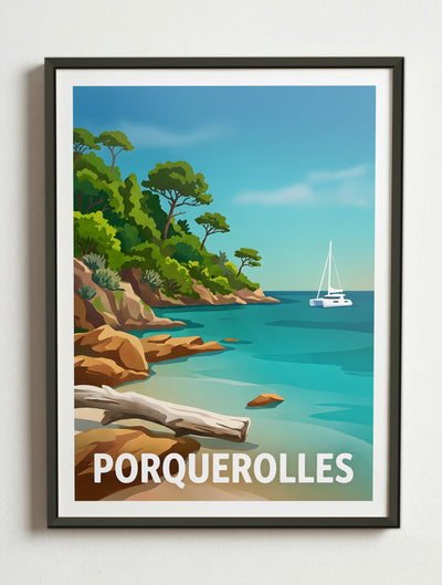 Affiche de Porquerolles – Cadre métal